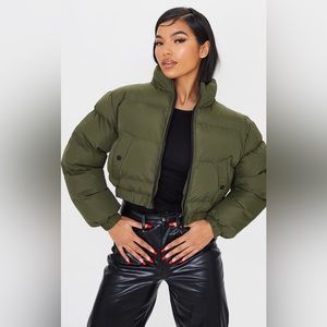 PRETTY LITTLE THING OLIVE PUFFER JACKET